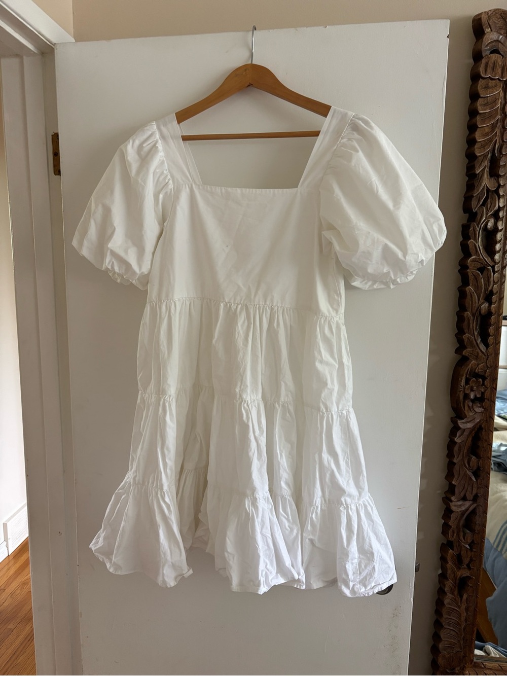 OAK + FORT White Layered Puff Sleeve Dress - Picture 2 of 3